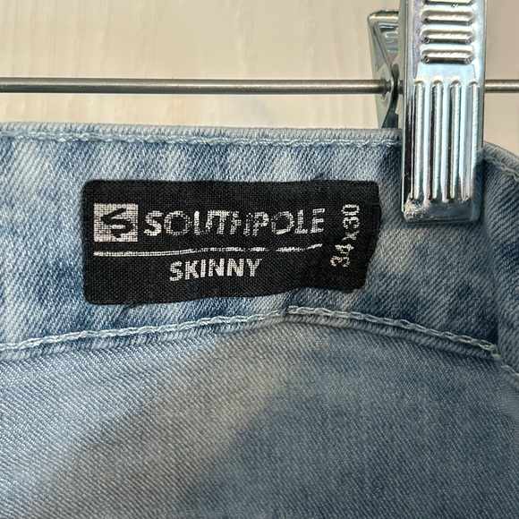 South Pole |  Light Wash Skinny Jeans with Black Accents | Size 34/30 - Picture 2 of 7